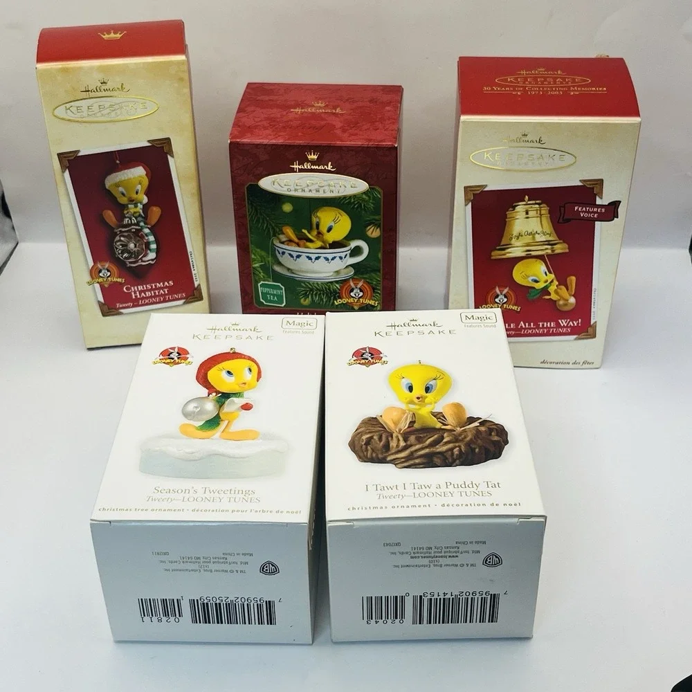 Hallmark Keepsake Looney Tunes Tweety Bird Christmas Ornament Lot of 5